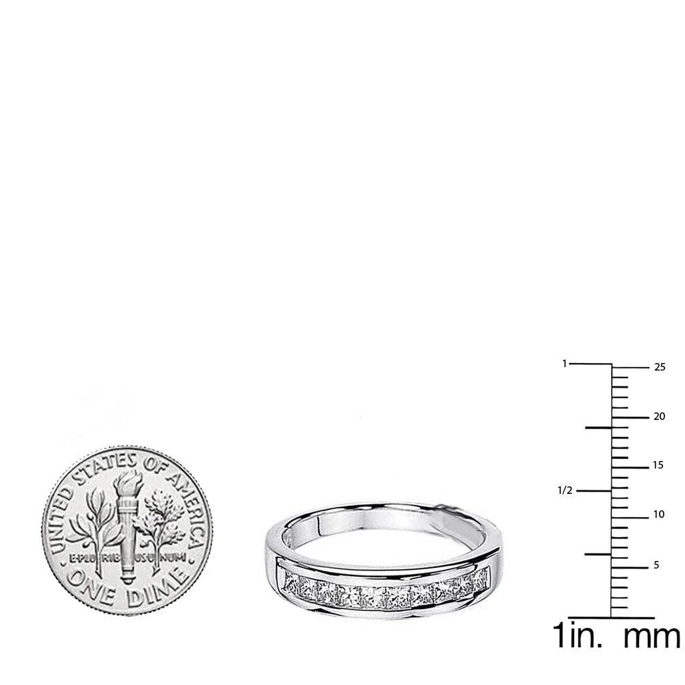 14k White Gold Princess Diamond Ring Band Q321