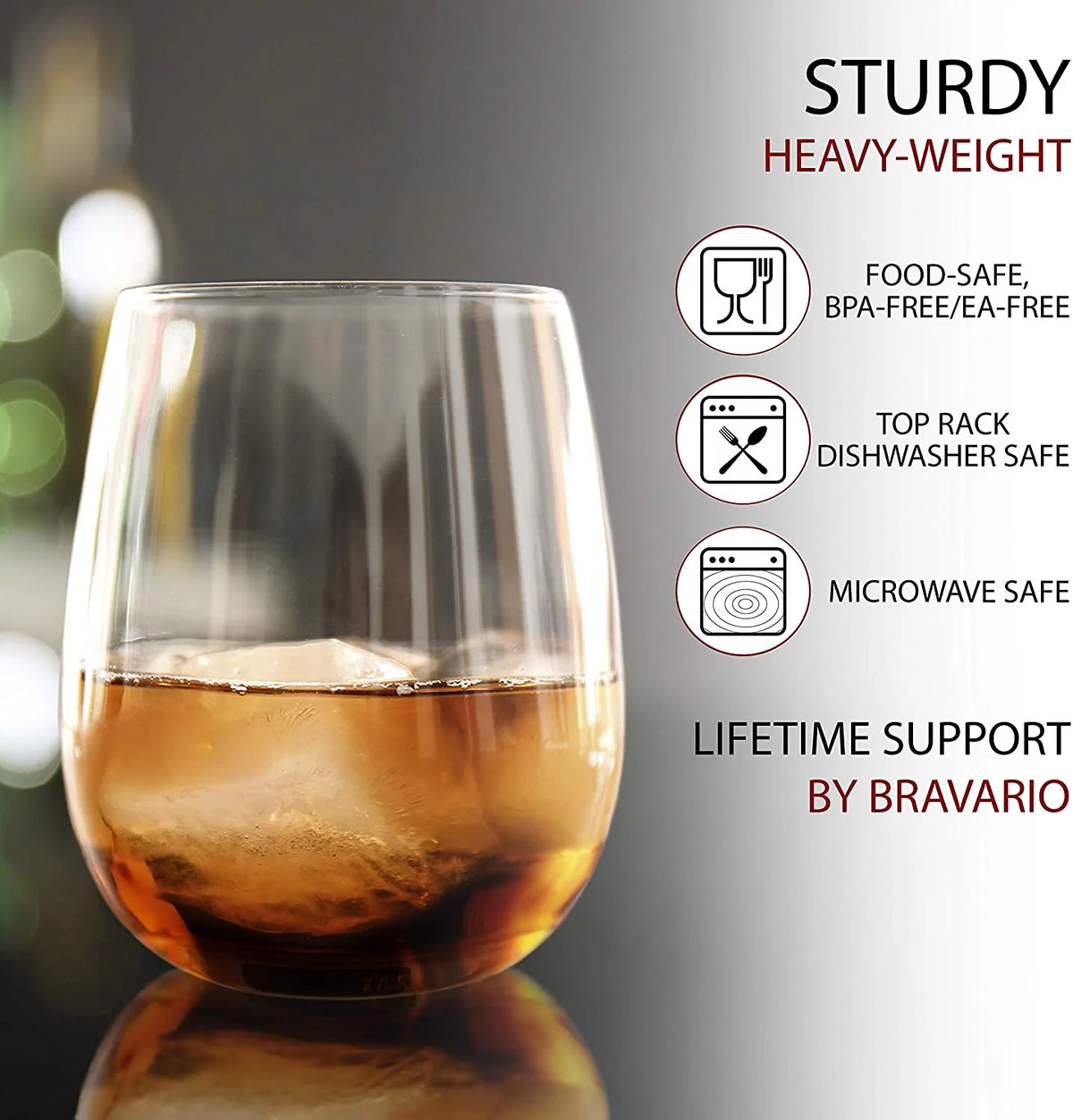 16 oz BPA-Free Stemless Plastic Wine Glasses Set of 12 I277