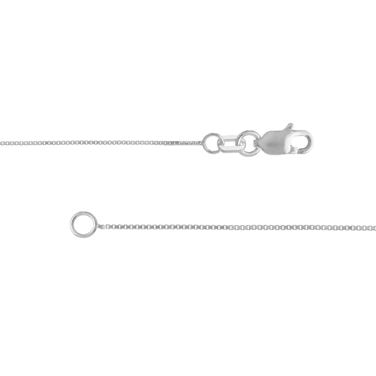 18K White Gold 0.55mm Box Chain Necklace with Lobster Lock N9168