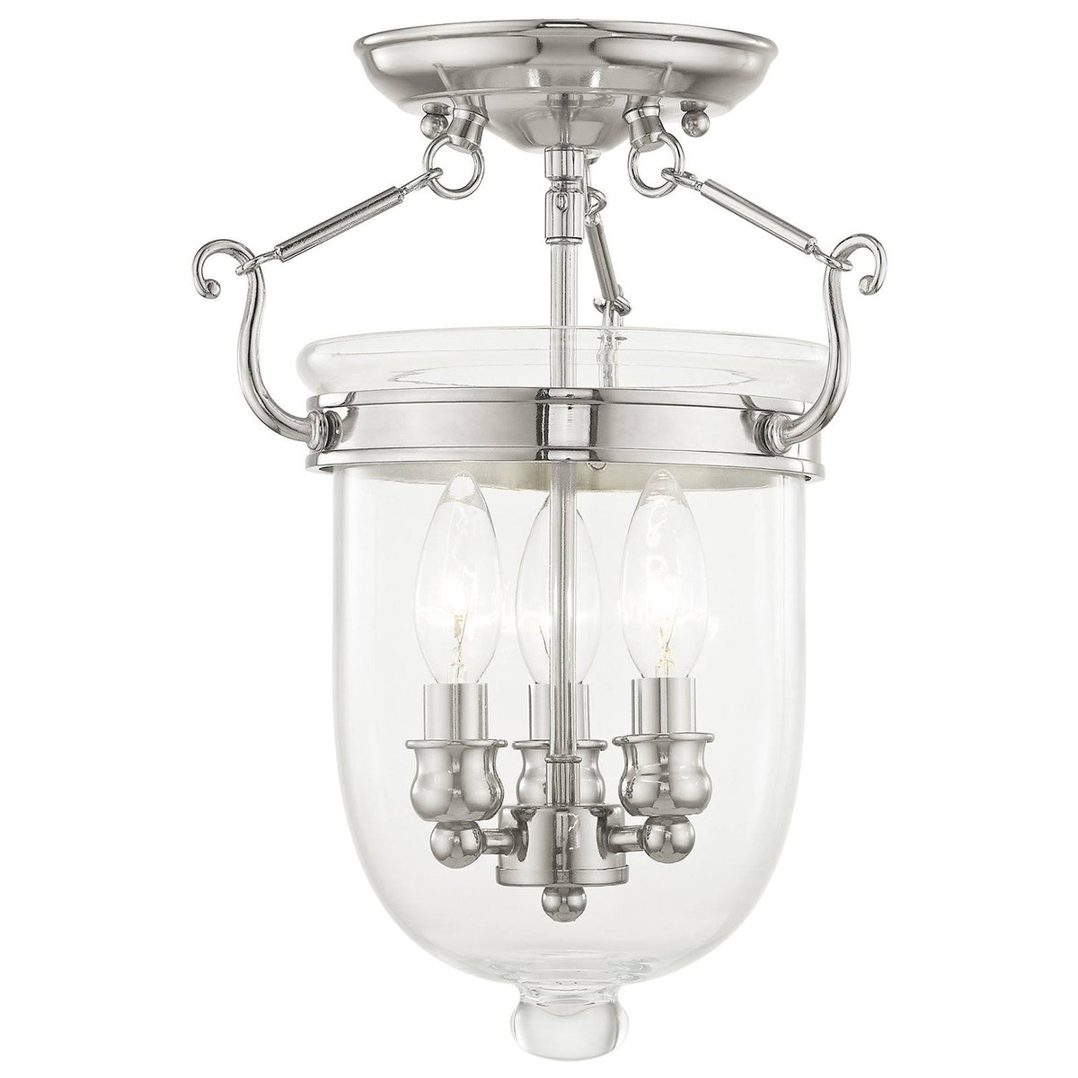 Polished Nickel 3 Light Ceiling Mount V7410