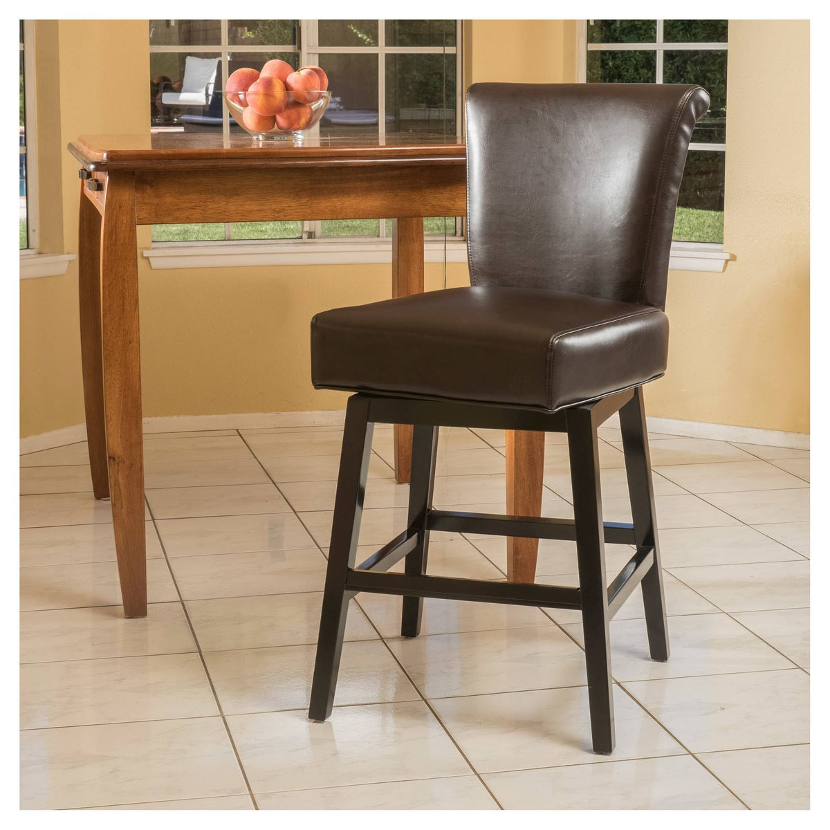 Bonded Leather Swivel Counter Height Barstool Brown R252301