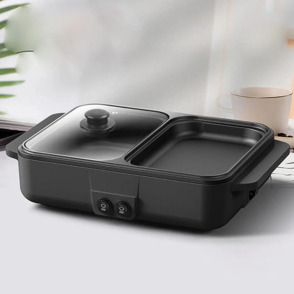 2-in-1 Electric Hot Pot BBQ Grill Smokeless Cooking Pan 1200W E63724