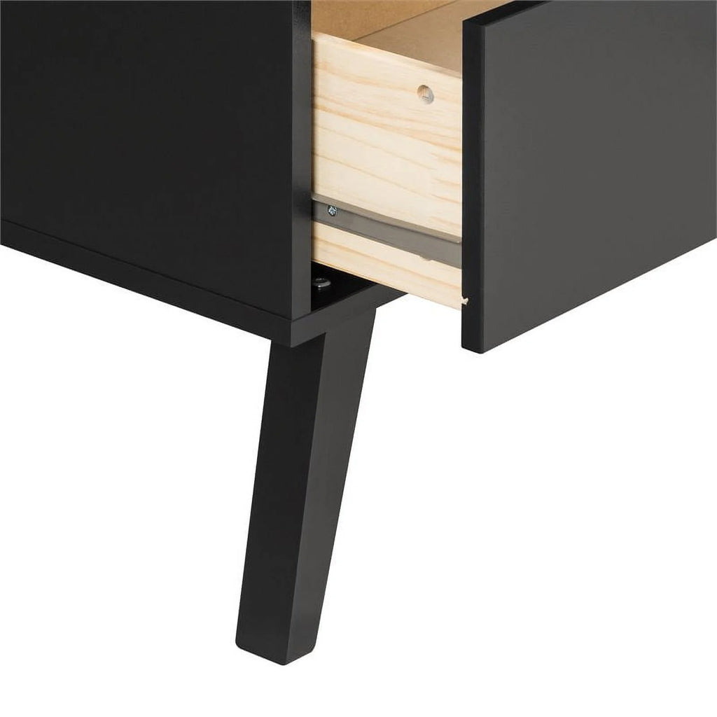 Black 2 Drawer Tall Nightstand V57025