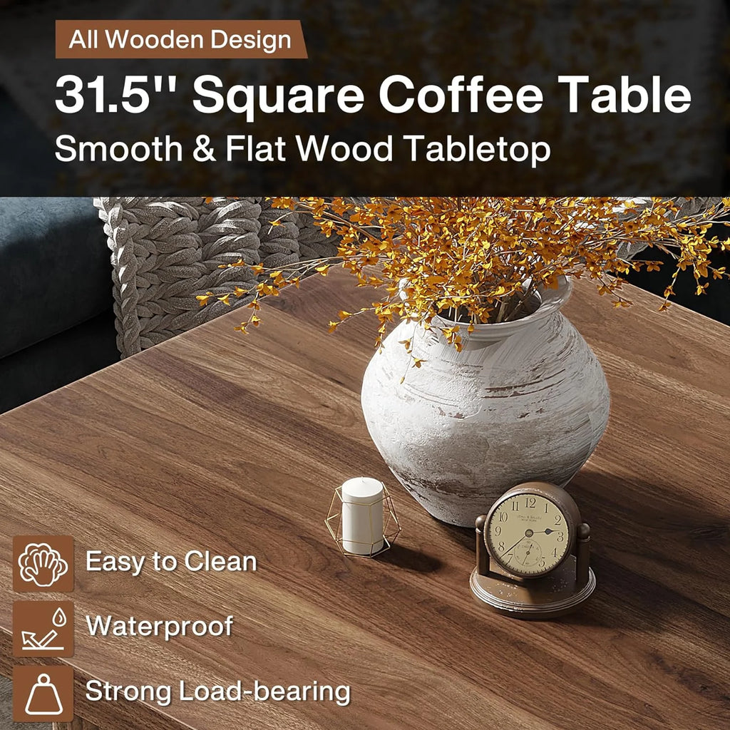 31.5" Square Mid-Century Coffee Table T19862