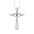 18K White Gold Diamond Cross Necklace Z390
