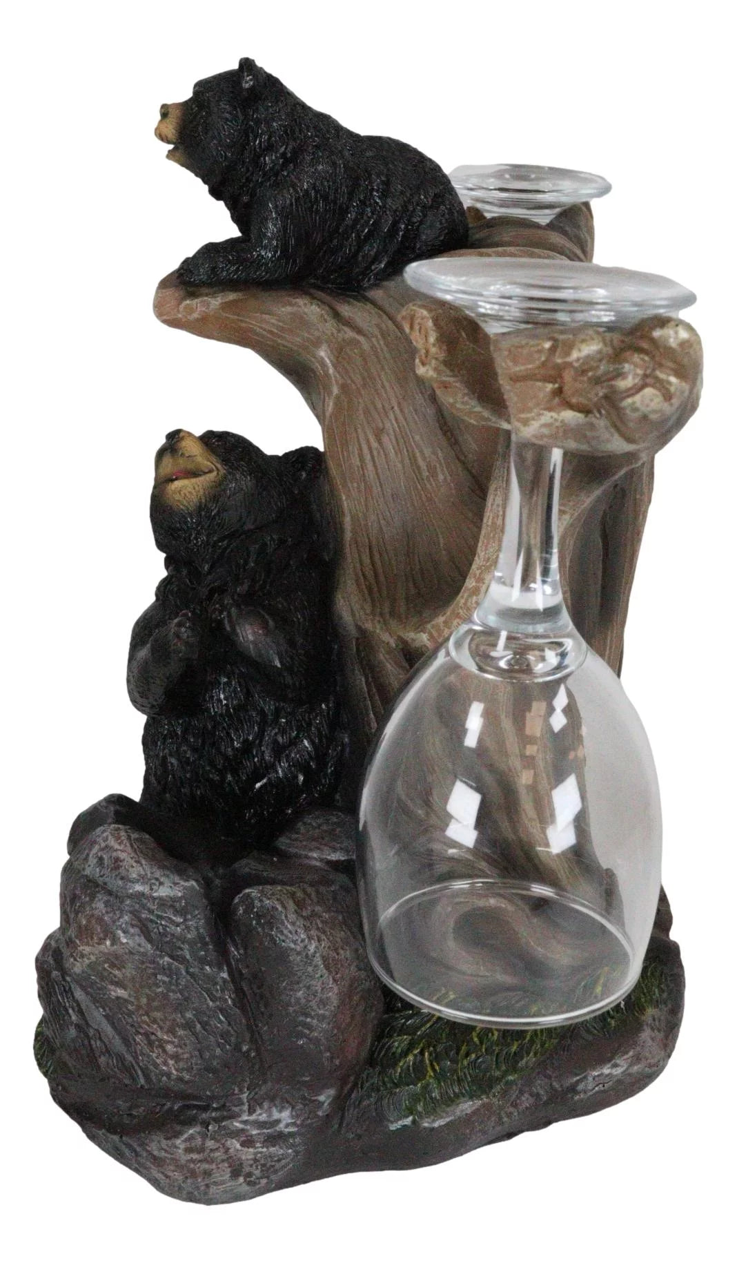 Black Bear Wine Glasses and Bottle Holder Figurine K60144