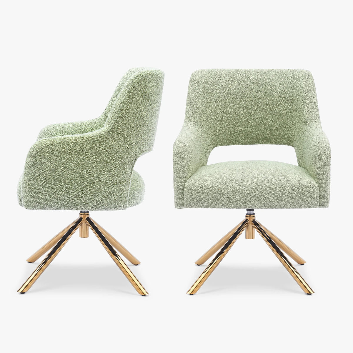 Wide Boucle Swivel Accent Arm Chair Set of 2 O785