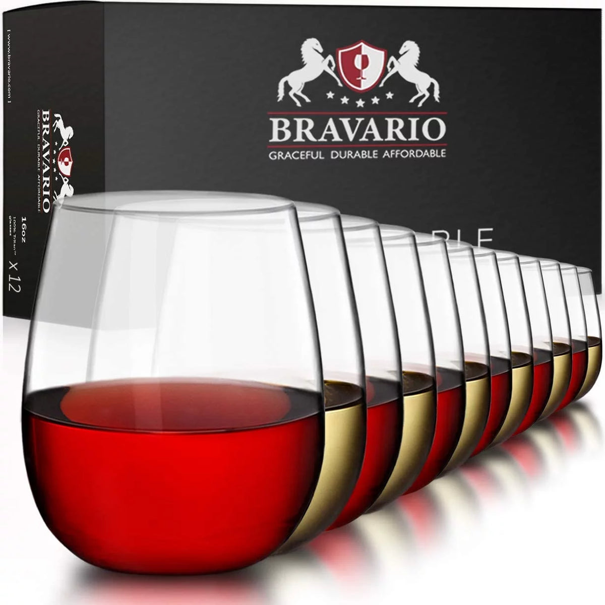 16 oz BPA-Free Stemless Plastic Wine Glasses Set of 12 I277