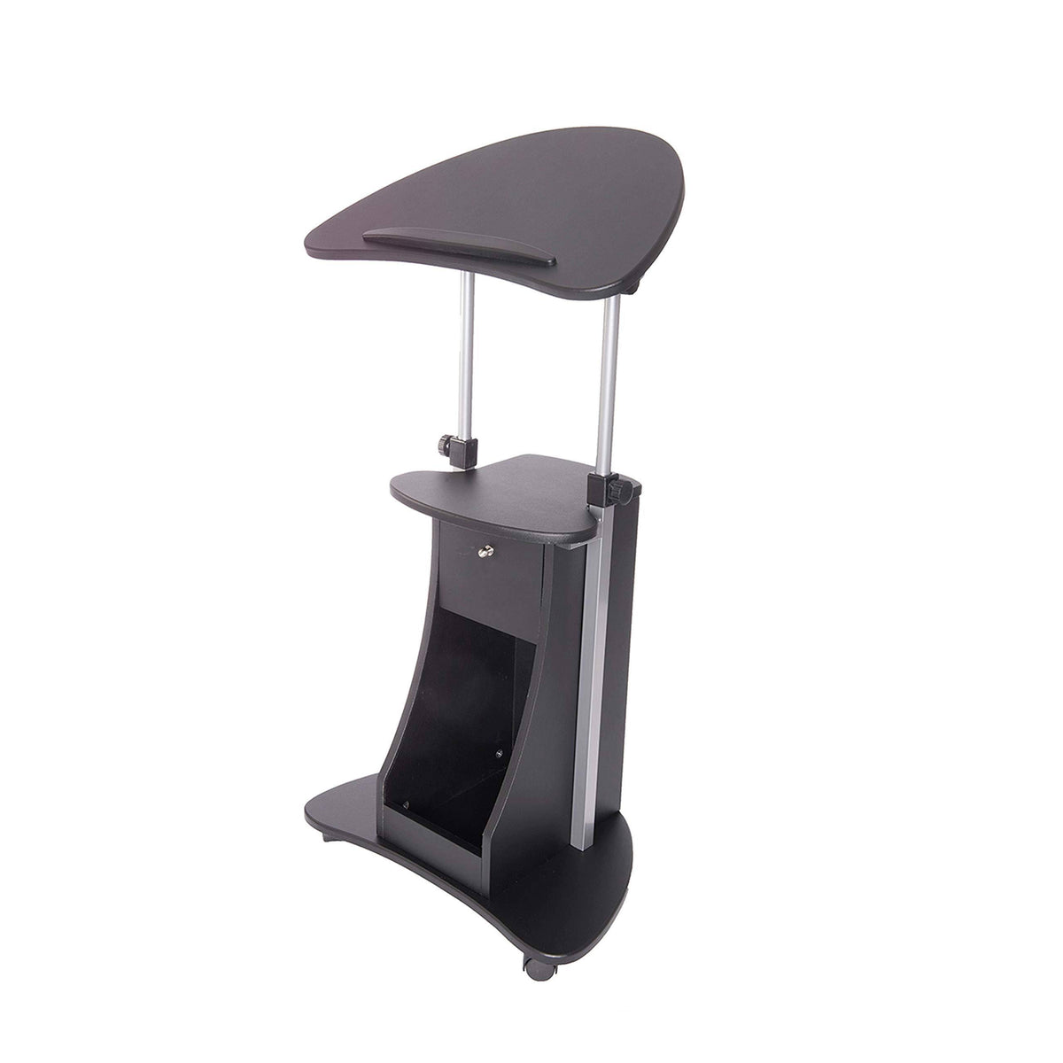 Rolling Adjustable Laptop Cart with Storage Black W650507