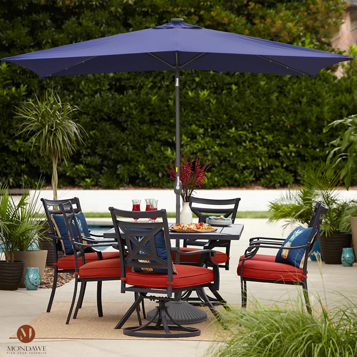 6.5 x 10ft Rectangular Patio Umbrella with 26 Led Lights K494