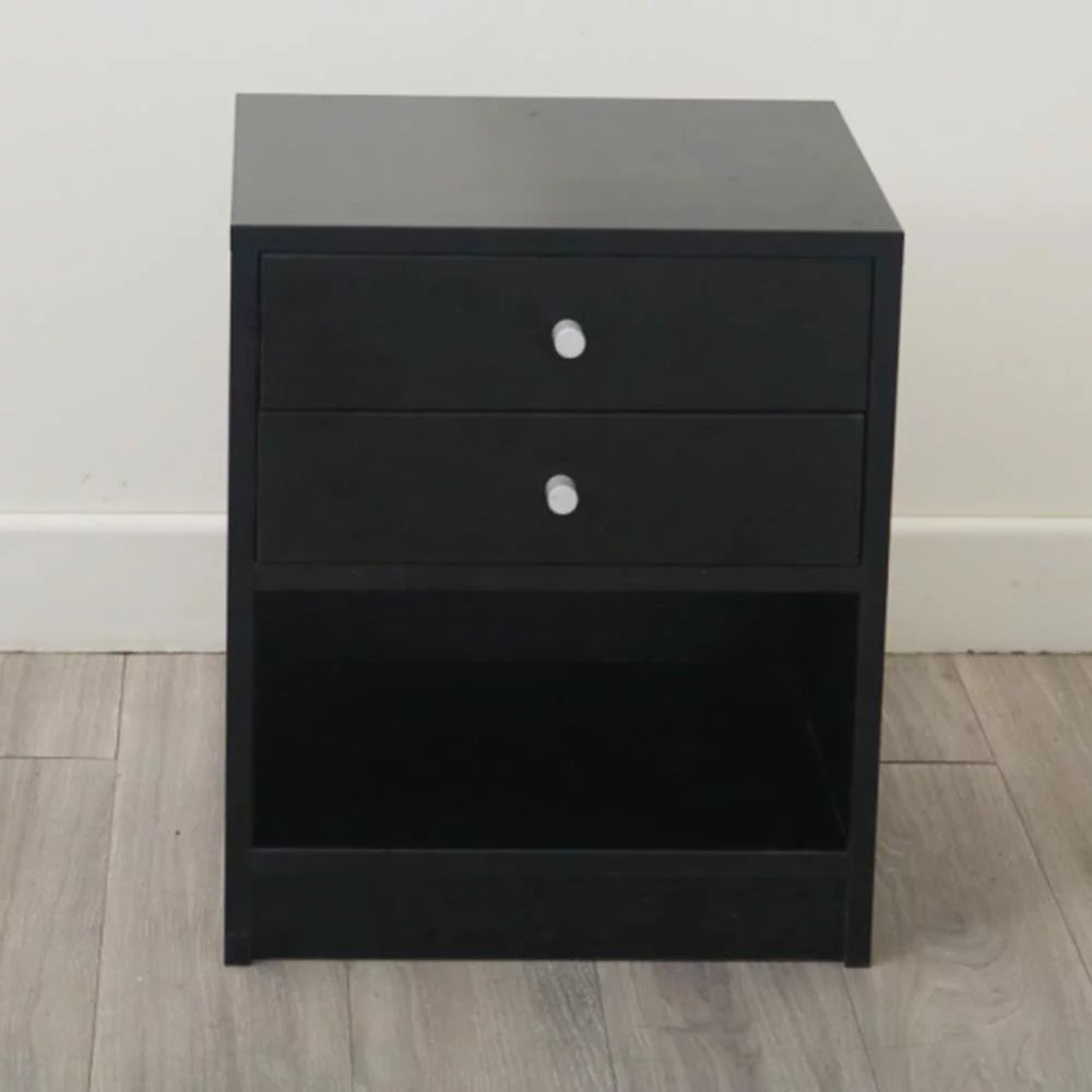 Black 2 Drawer Wood Nightstand X5935