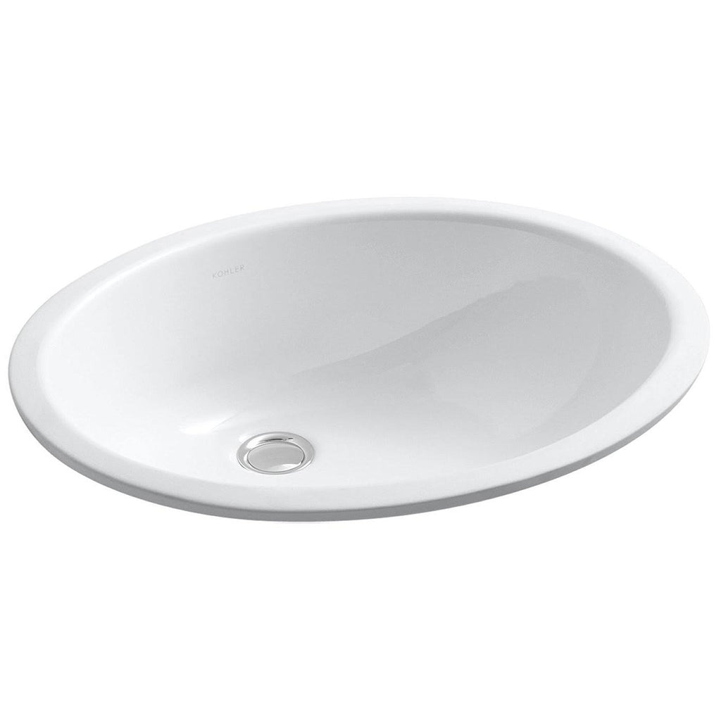 White Undermount Oval Bathroom Sink with Overflow B111