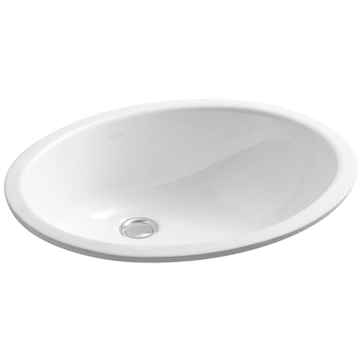 White Undermount Oval Bathroom Sink with Overflow B111