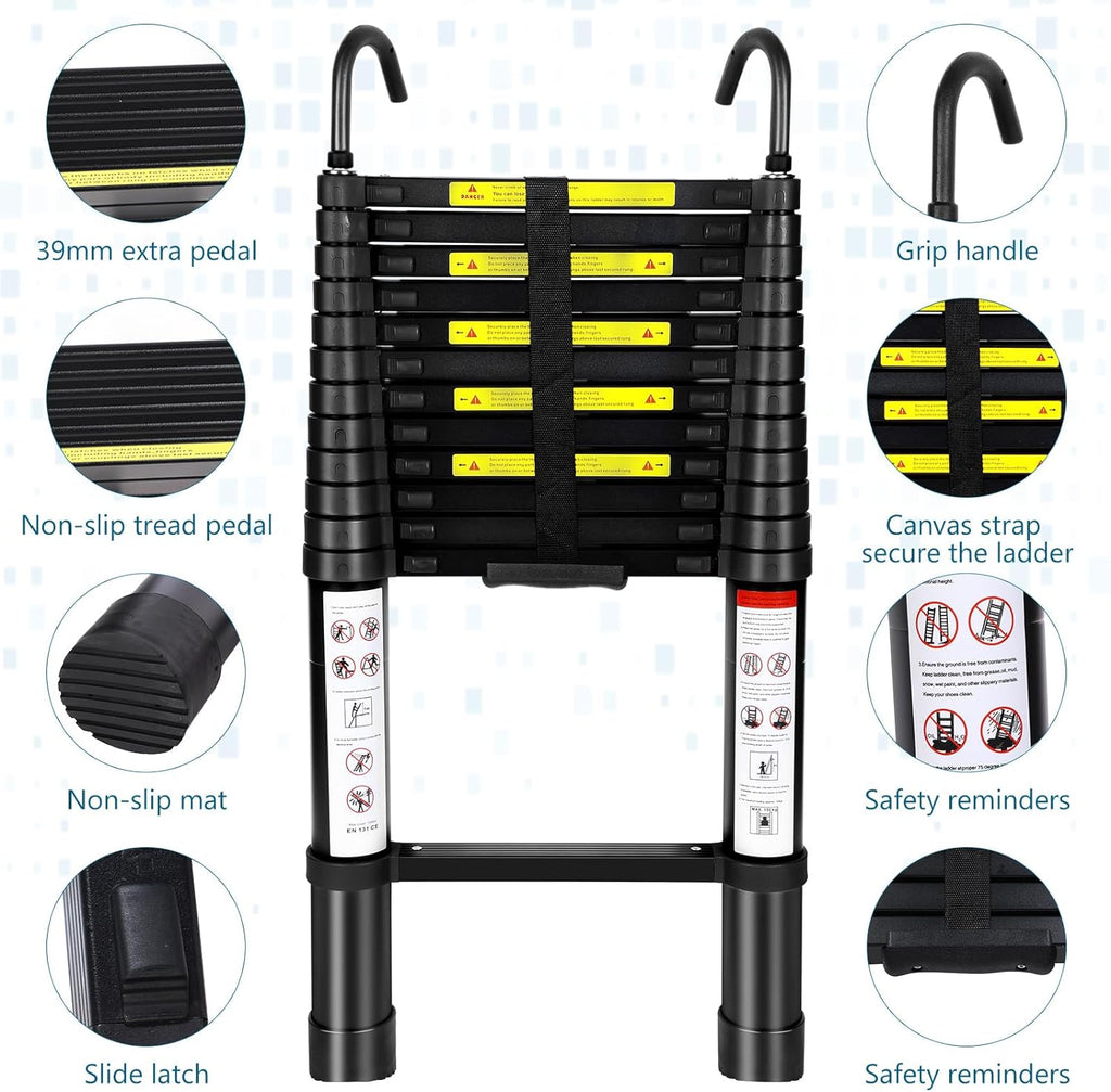 Telescoping Aluminum Folding Ladder, 330lbs Load Capacity Z59435