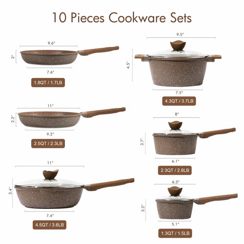 10 Pcs Nonstick Granite Cookware Set U813
