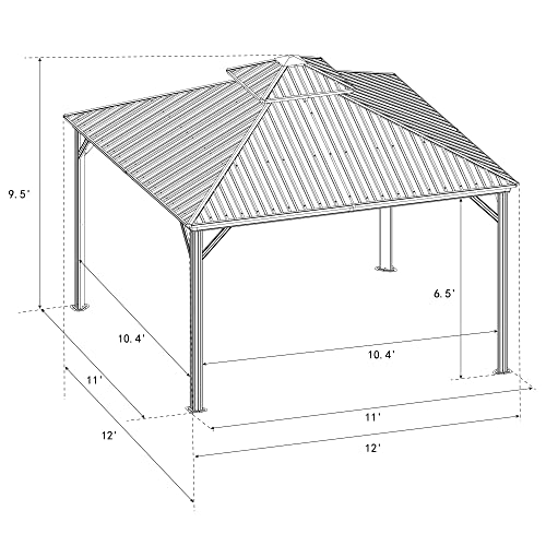 10'x10' Hardtop Gazebo with Netting and Curtains P964