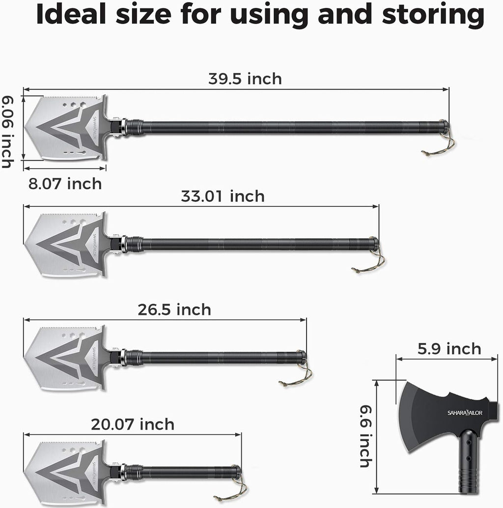 High Carbon Steel Tactical Shovel with Axe O6331