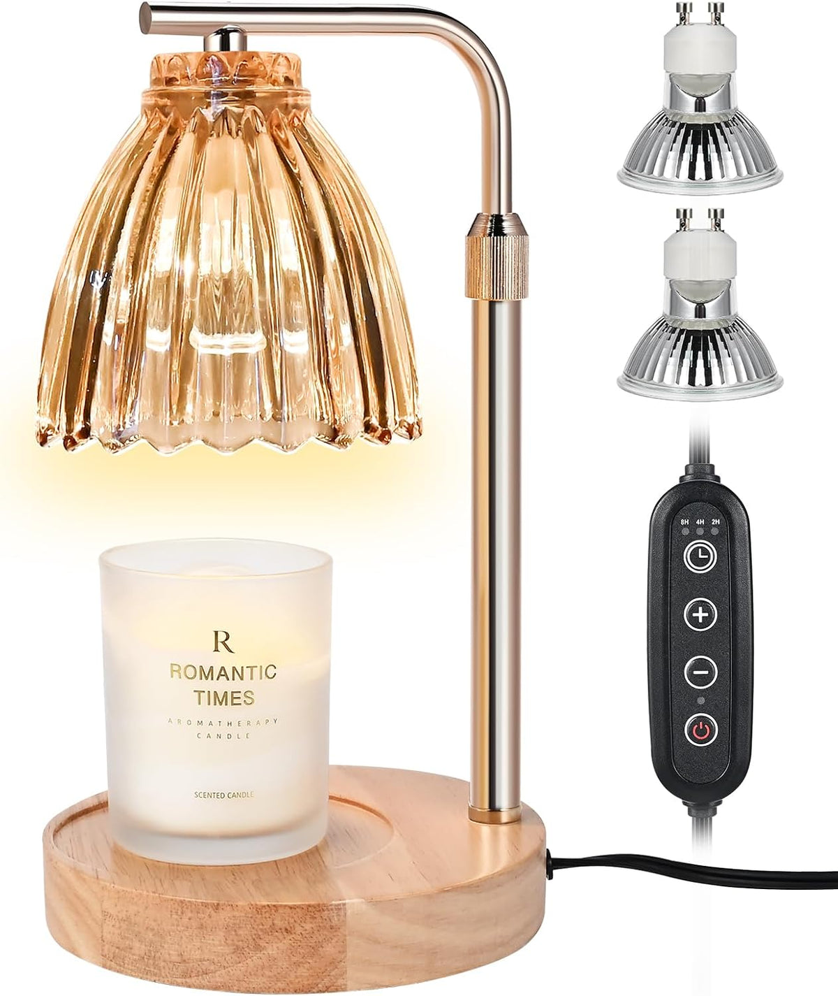 Electric Candle Warmer Lamp with Timer & Dimmer, Glass, Includes 2 Bulbs U707