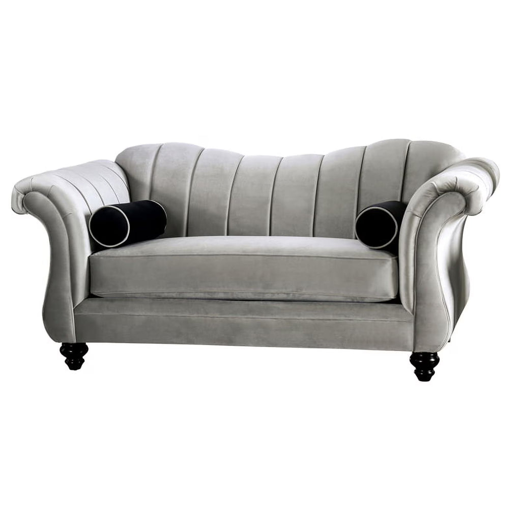Chenille Upholstered Loveseat in Pewter N380820