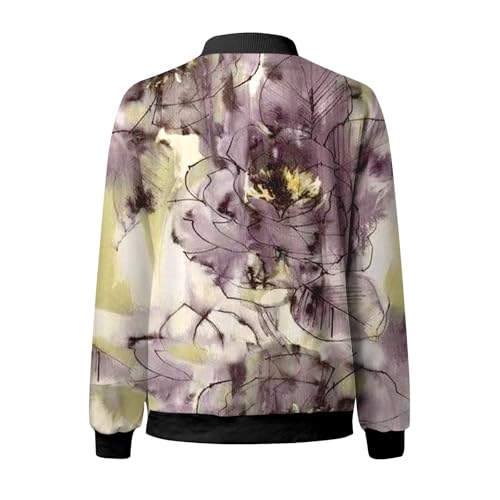 Floral Print Lightweight Zip up Bomber Jacket S3285