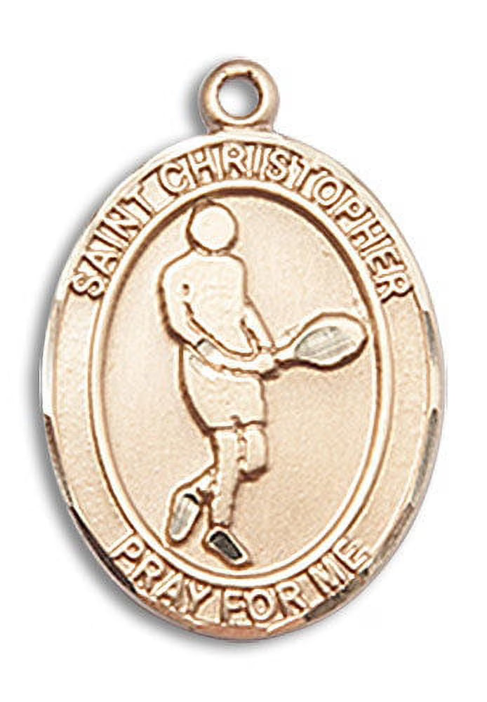 14kt Gold Filled St. Christopher Tennis Medal Pendant Necklace Charm V24801