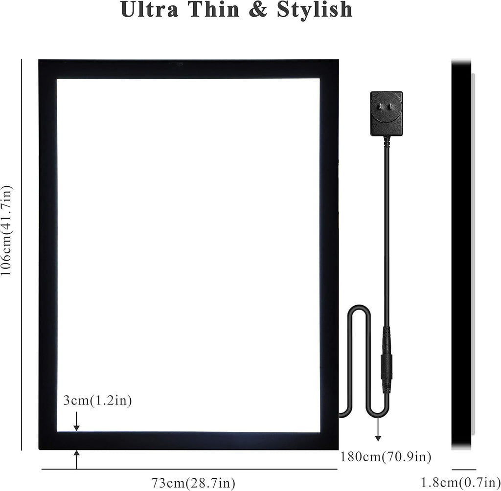 27" x 40" LED Light Box Frame in Black Aluminum Profile F405809