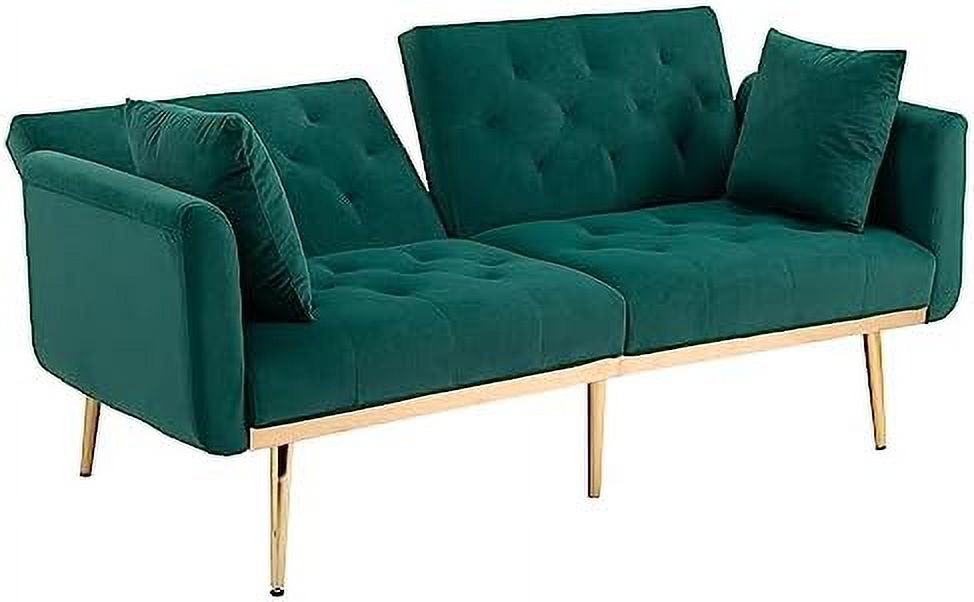 Peach Velvet Loveseat with 7 Gold Metal Legs P582