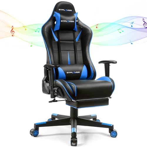 Black-Red Gaming Chair with Speakers and Footrest C88995