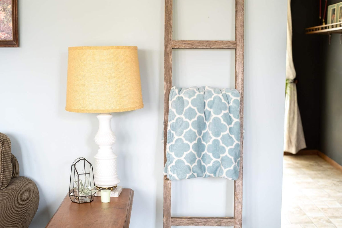 Rustic Farmhouse Decorative Ladder, 6 ft, 100% Recycled and Reclaimed Wood, Brown J657116
