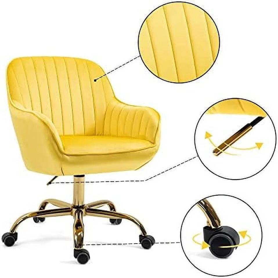 Beige Upholstered Boucle Swivel Desk Chair Q351822