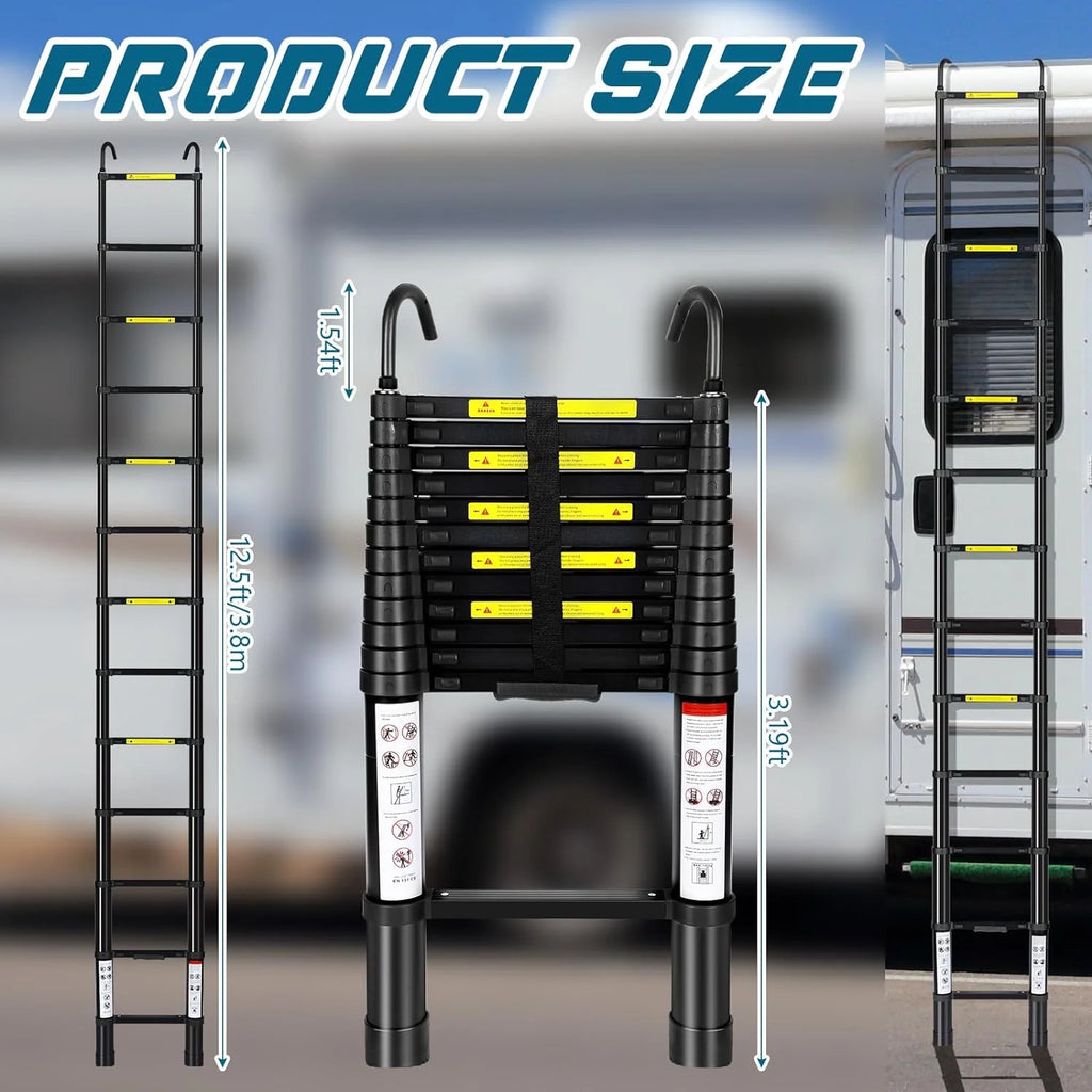 Telescoping Aluminum Folding Ladder, 330lbs Load Capacity Z59435