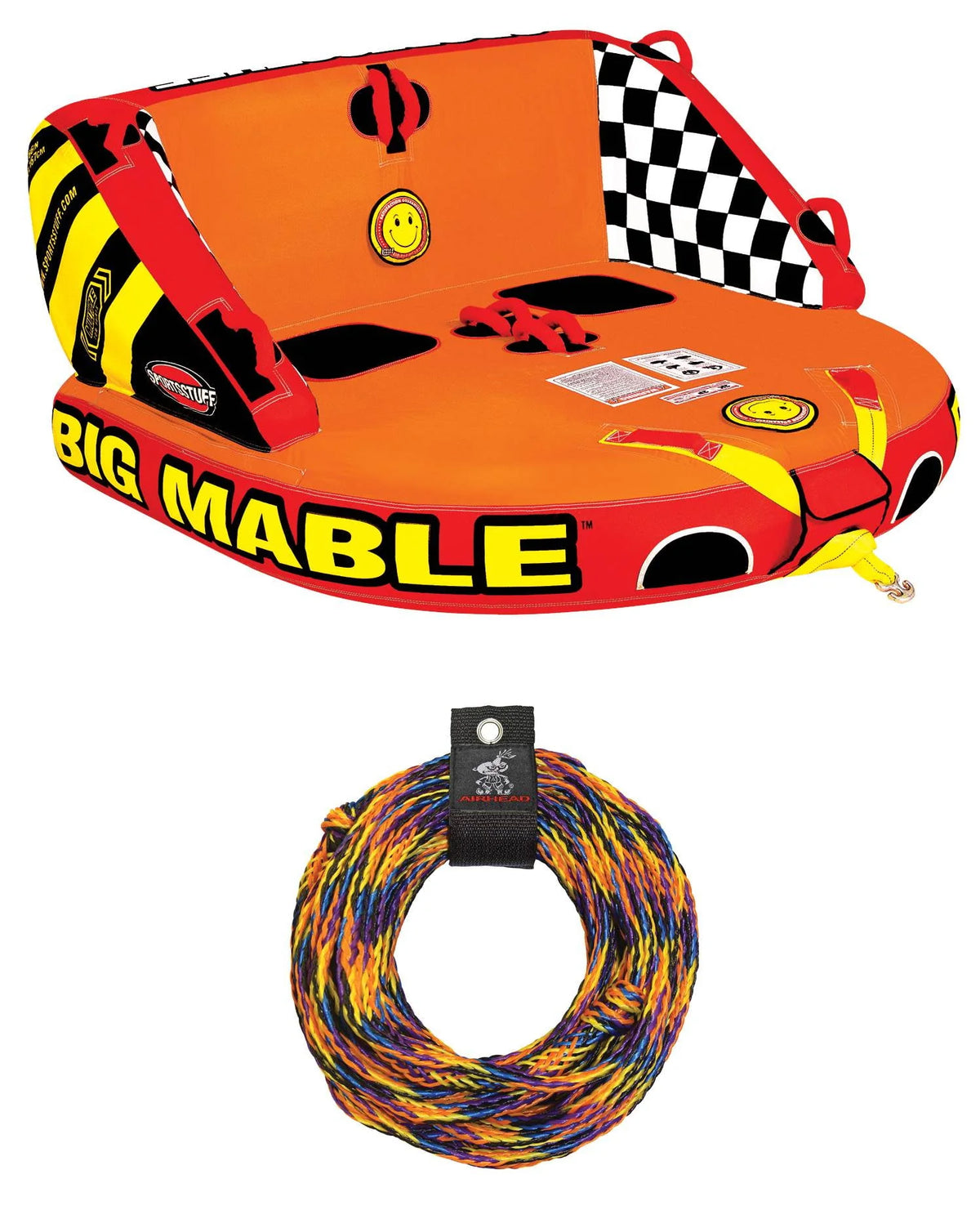Double Rider Towable Inflatable Tube with Tow Rope Q558391
