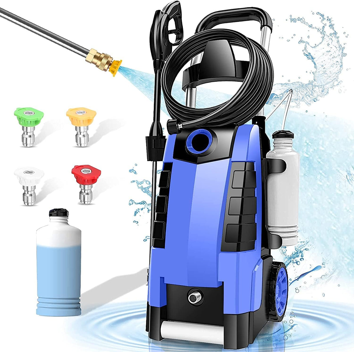 1.9GPM Electric Pressure Washer with 4 Nozzles Foam Cannon J818544