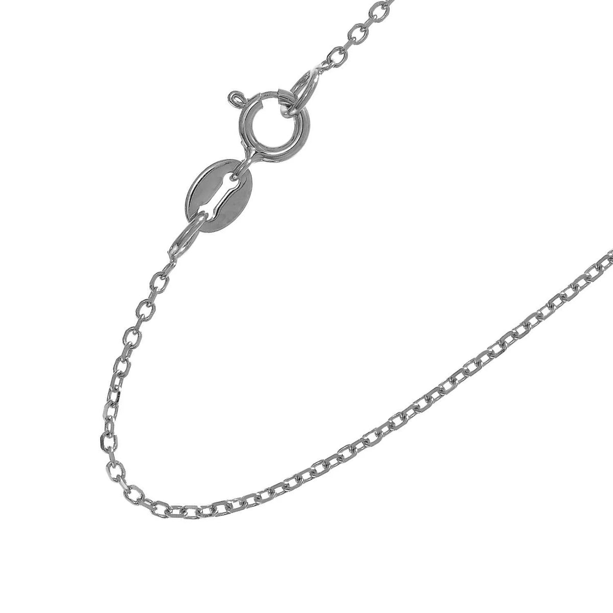 14k Solid White Gold Cable Chain Necklace, 13 Inches N719