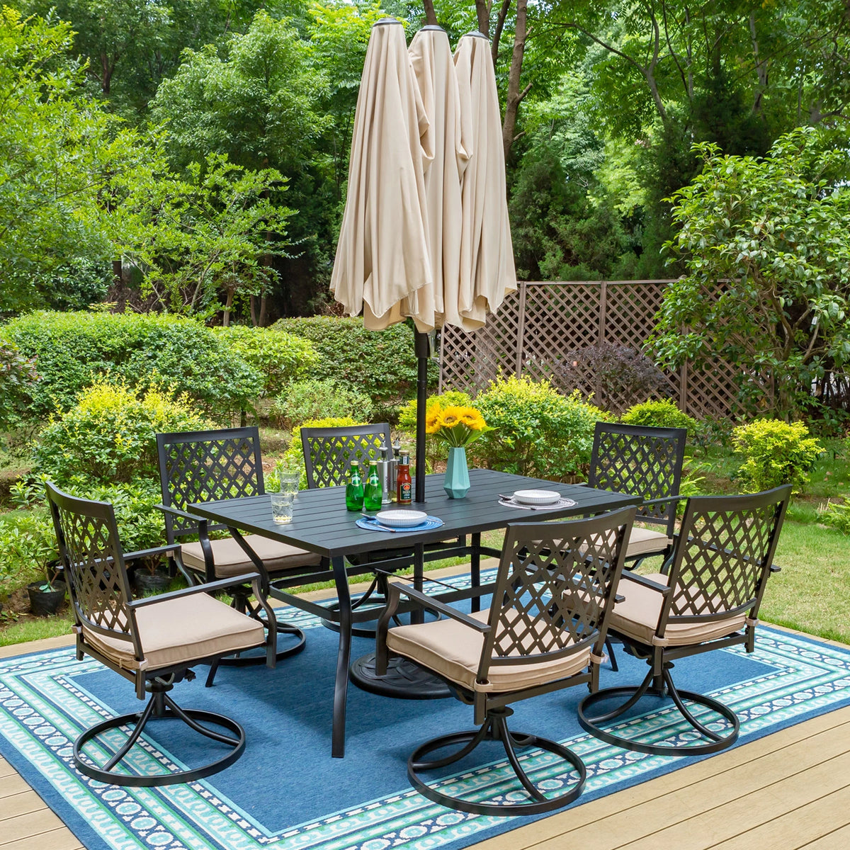 8-Piece Outdoor Dining Set with 13 ft Umbrella R89006