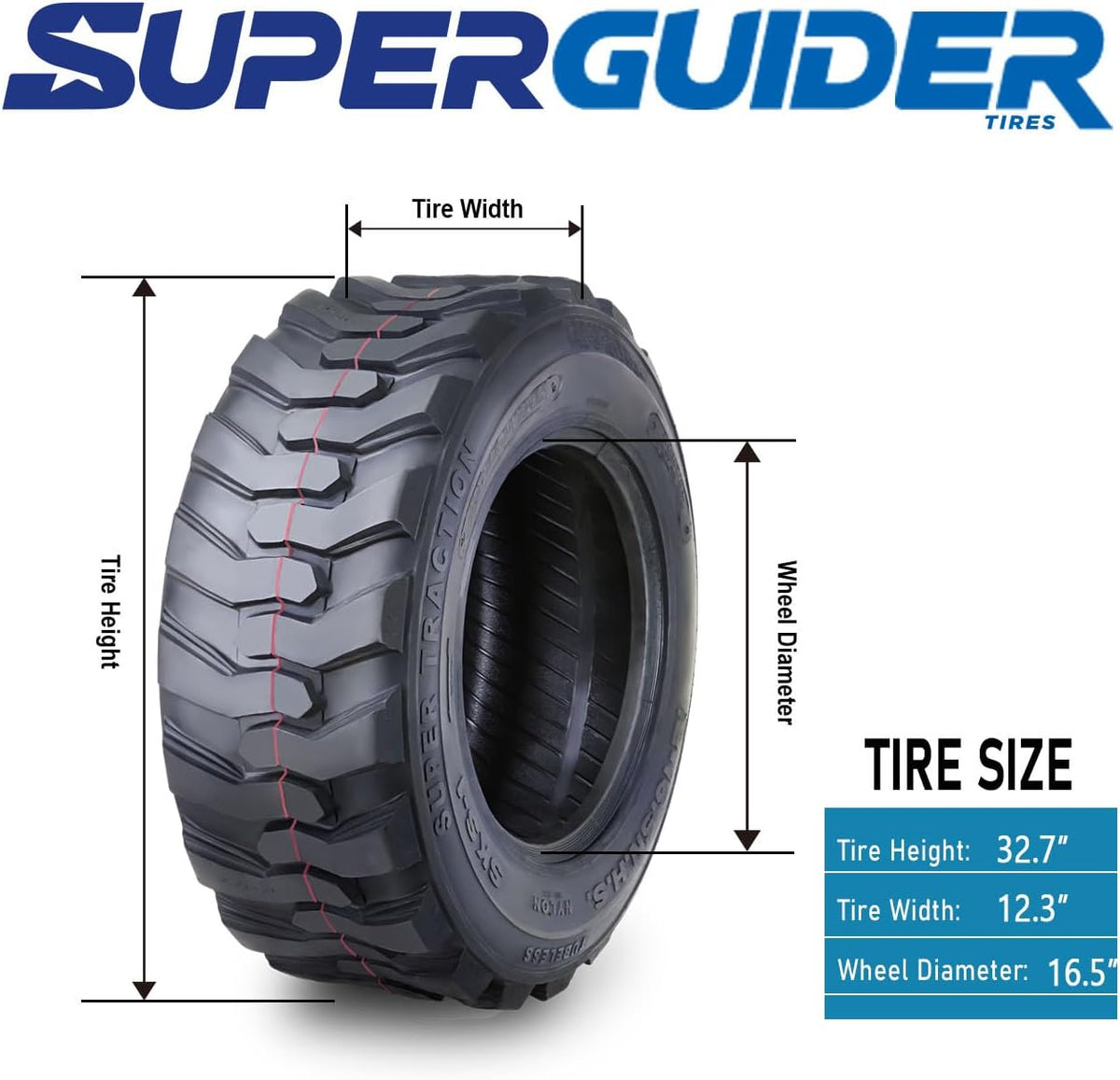 12-16.5 12 Ply Skid Steer Tire with Rim Guard I416
