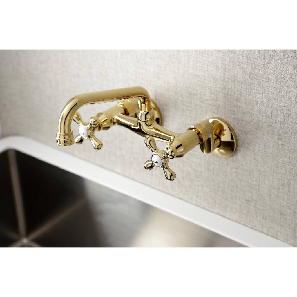 Polished Nickel Two Handle Wall Mount Kitchen Faucet H486817
