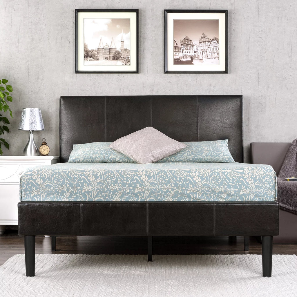 Queen Faux Leather Platform Bed Frame V484