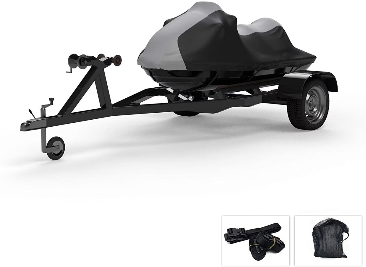 Gray/Black Jet Ski Covers with Trailer Straps and Storage Bag Z697639