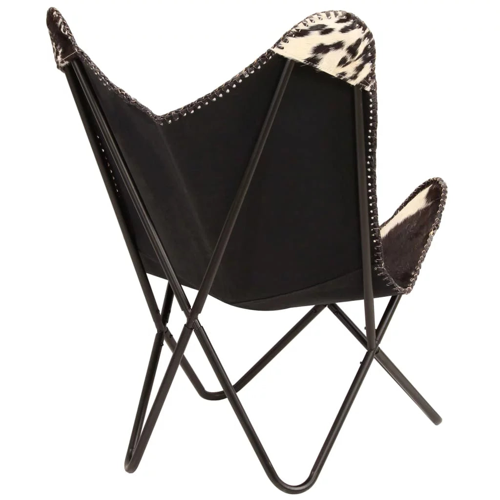 Black and White Goat Leather Butterfly Chair L1717