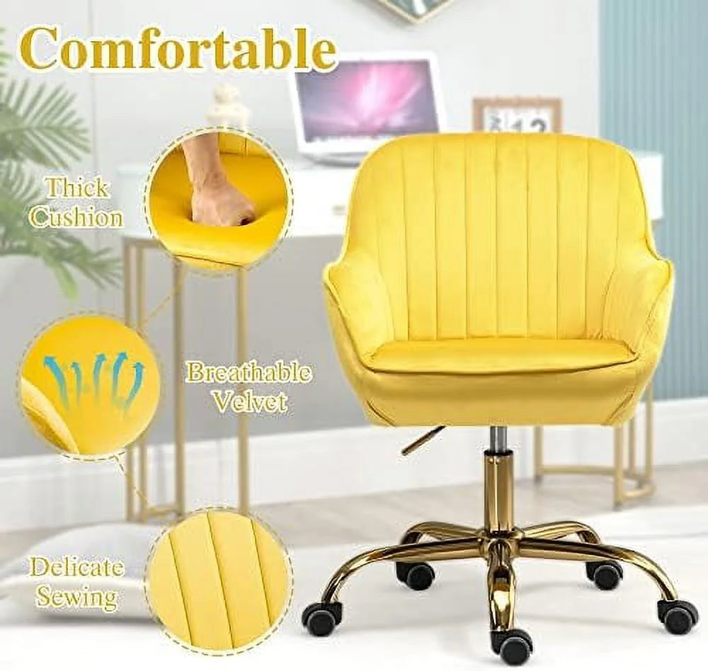 Beige Upholstered Boucle Swivel Desk Chair Q351822