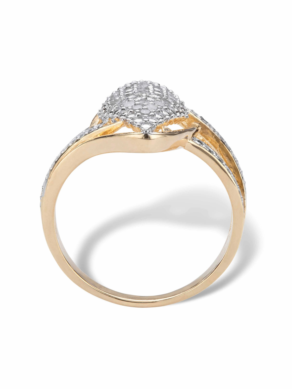 14k Gold-plated Sterling Silver Round Diamond Cluster Ring R134458