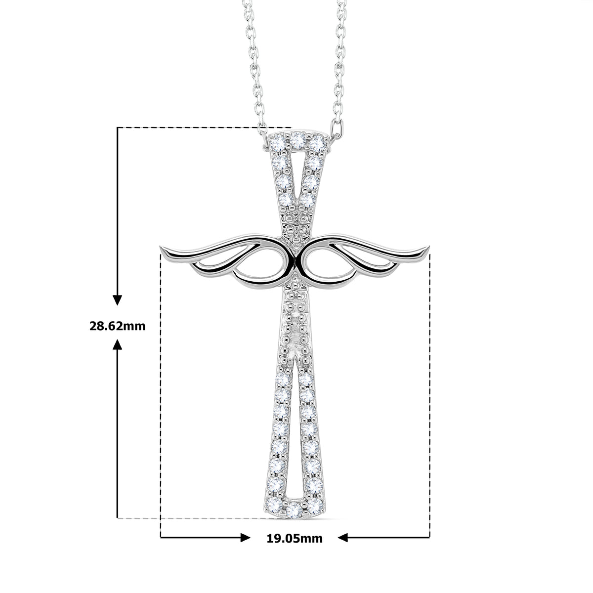 18K White Gold Diamond Cross Necklace Z390