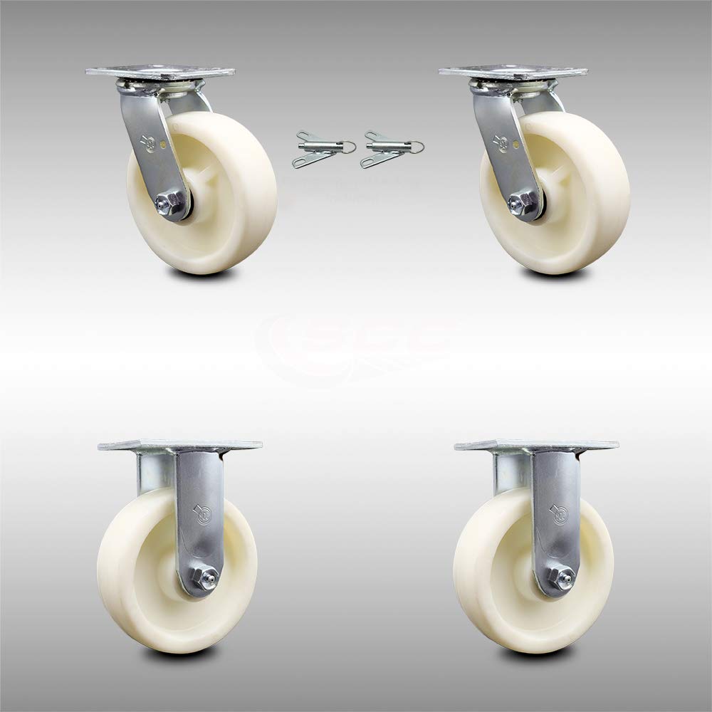 Stainless Steel Swivel Top Plate Caster with 5 x 2 White Wheel H45729