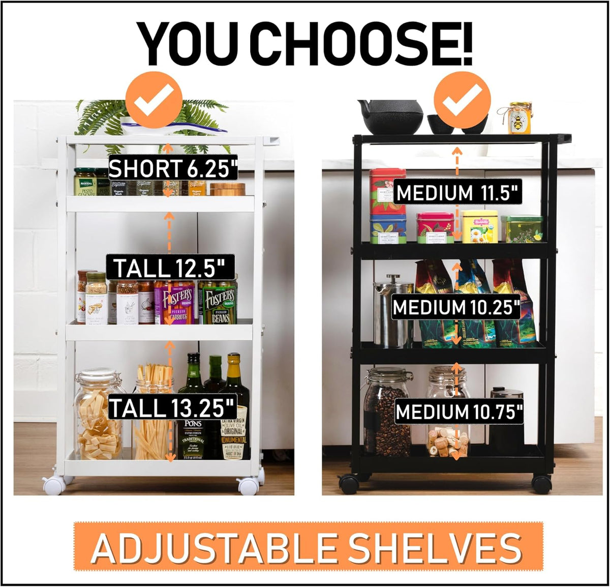 Black 4 Tier Rolling Metal Storage Cart N920
