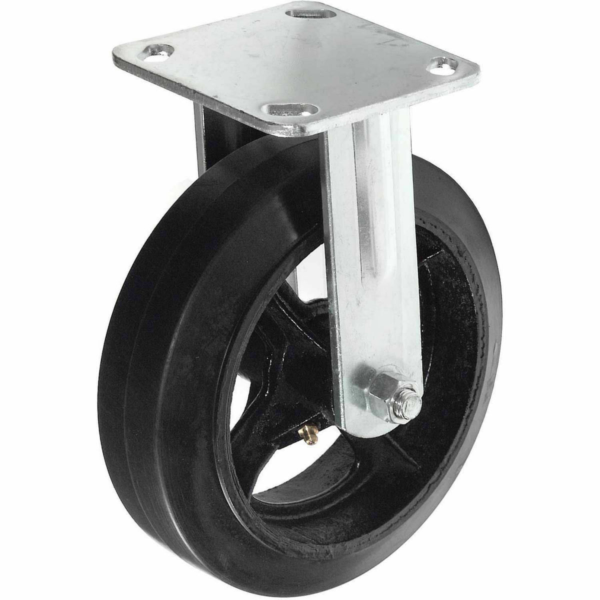 Heavy Duty Rigid Plate Caster 8x22 Rubber Wheel 600 lb. Capacity Z65566