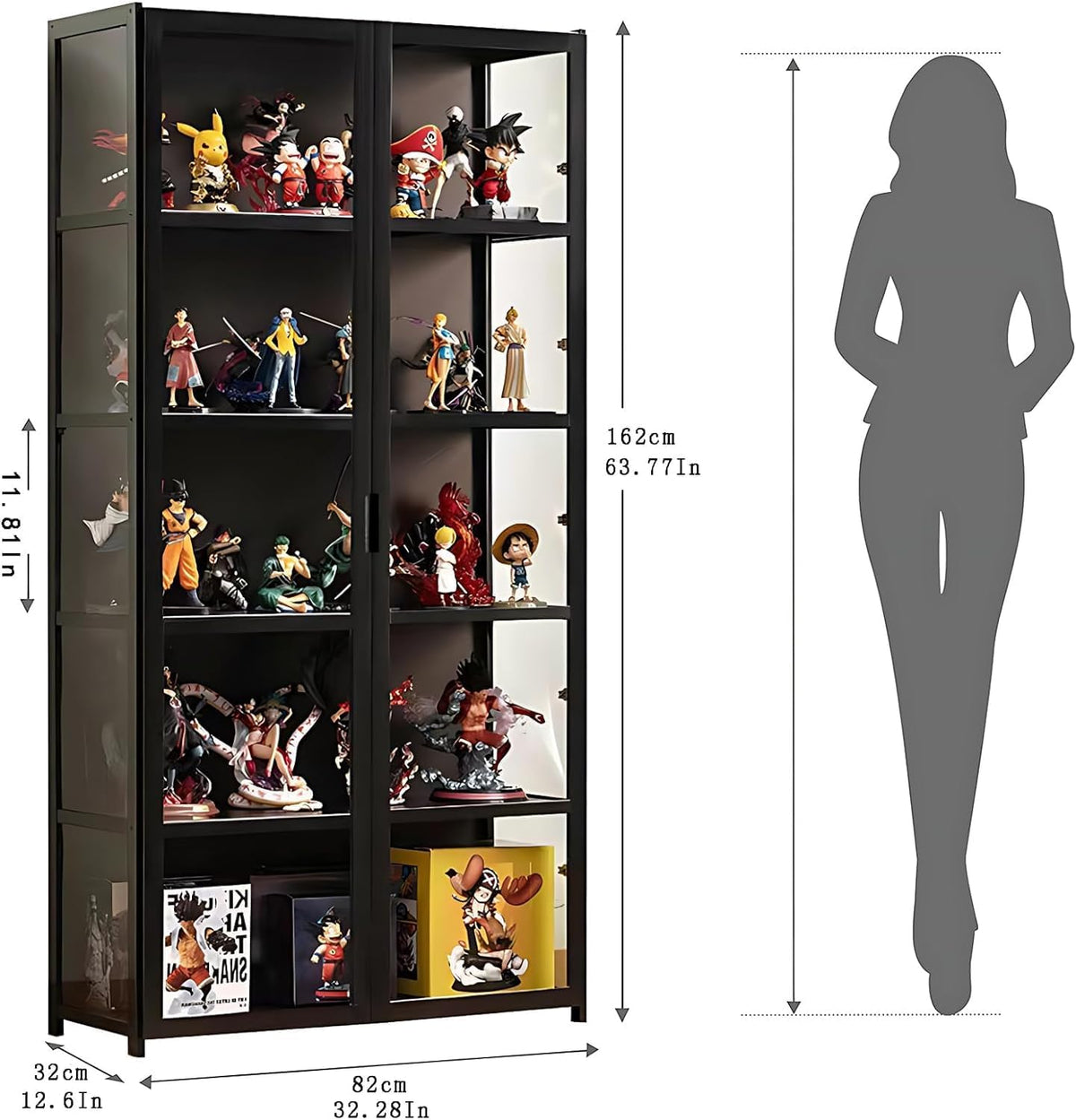 5-Tier Curio Display Cabinet with Acrylic Glass Door U791030