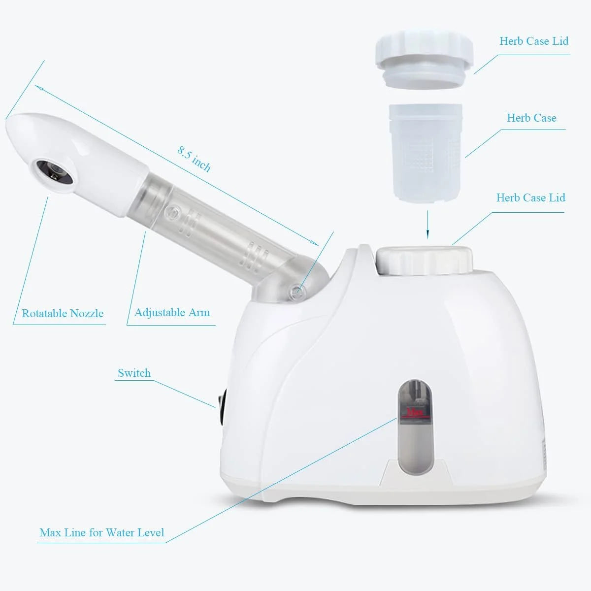 Warm Mist Facial Steamer with Adjustable Nozzle A69409