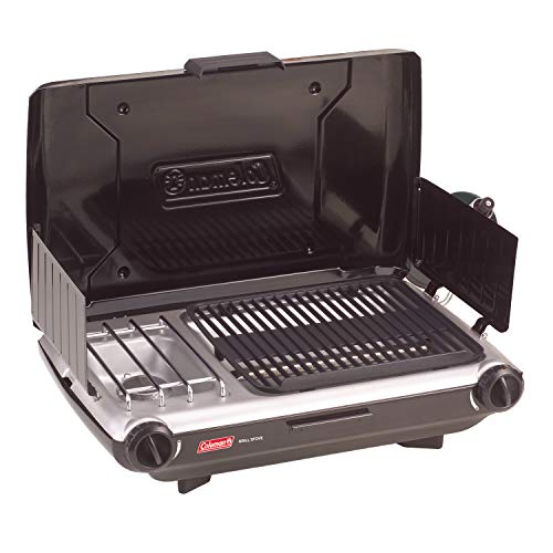 Coleman Tabletop 2-in-1 Camping Grill/Stove, 2-Burner Propane Grill & Stove with Adjustable Burners P8208