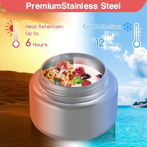 Leak-Proof Bento Box with Insulated Thermos Food Jar, 4 Compartments, Blue F78780